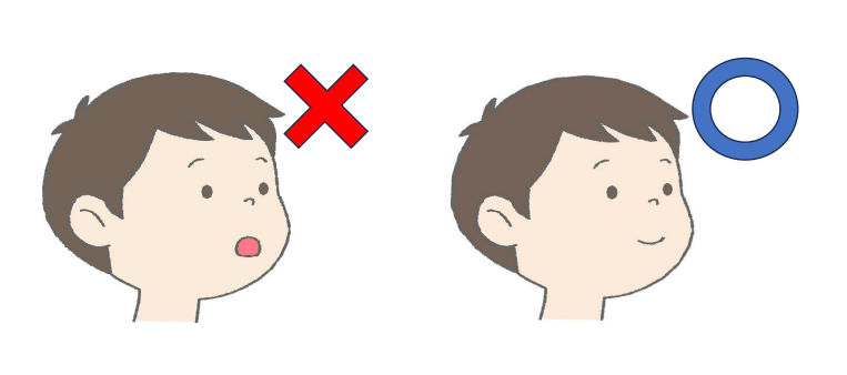 こども おくちポカン とじた口