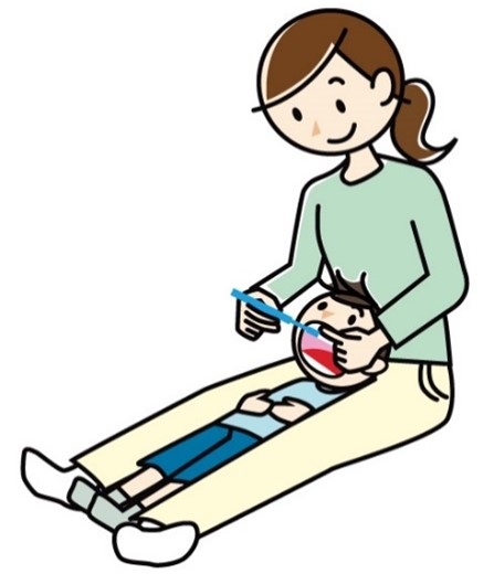 仕上げ磨き　親子
