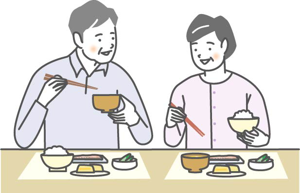 おいしい食事 笑顔