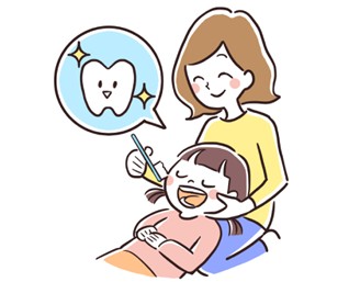 お母さん　子ども　歯みがき